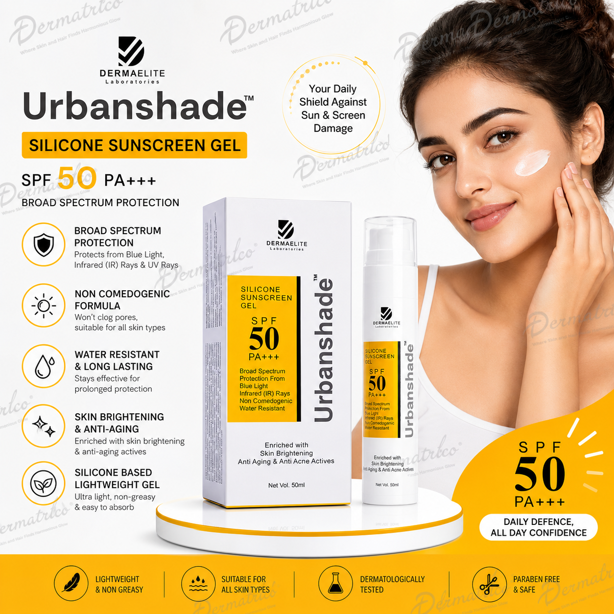 Dermaelite Urbanshade Silicone Sunscreen Gel SPF 50 PA+++