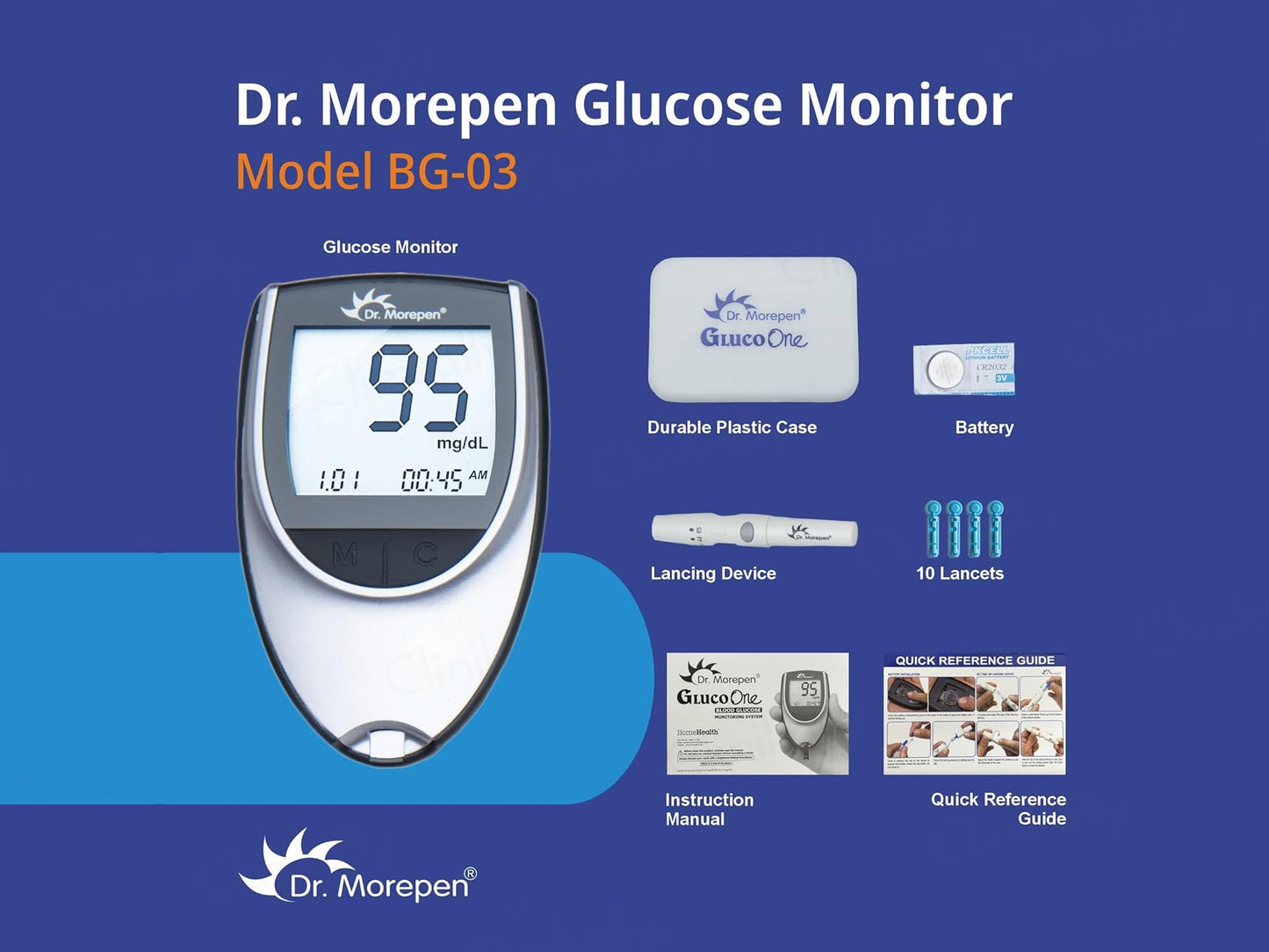 Dr. Morepen GlucoOne BG-03 Blood Glucose Monitoring System Combo Pack (Meter + 25 Strips)