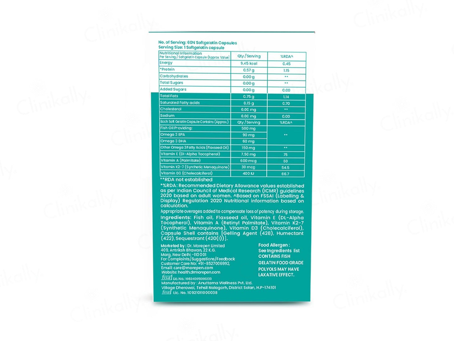 Dr. Morepen Omega-3 Deep Sea Fish Oil 500mg Soft Gelatin Capsule