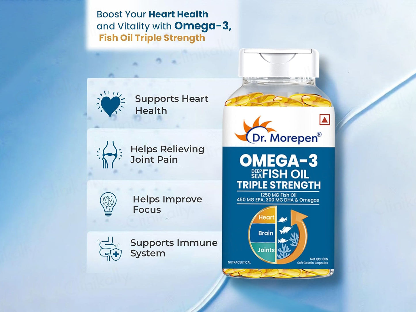 Dr. Morepen Omega-3 Deep Sea Fish Oil Triple Strength Soft Gelatin Capsule