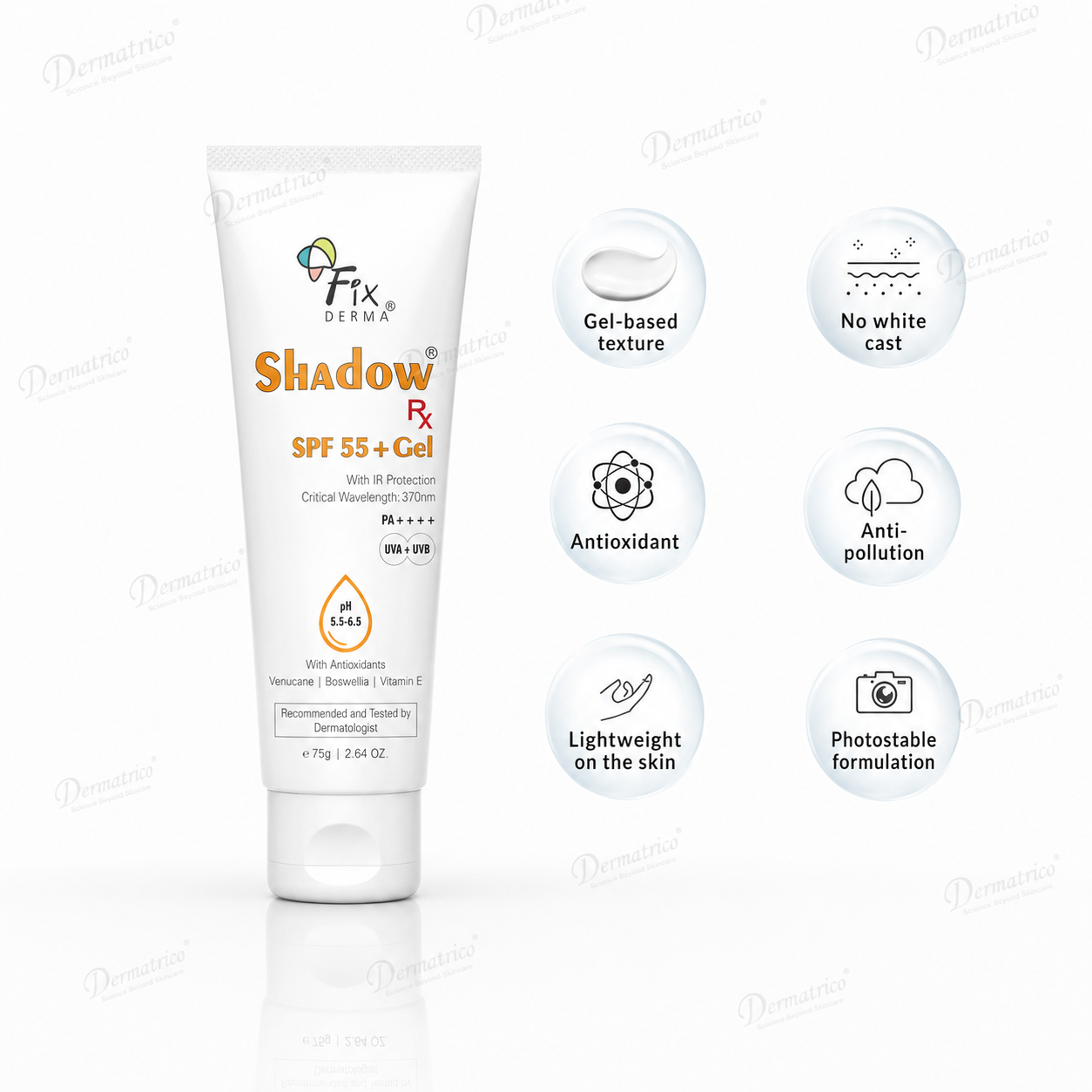 Fixderma Shadow Rx Sunscreen Gel SPF 55+ PA++++