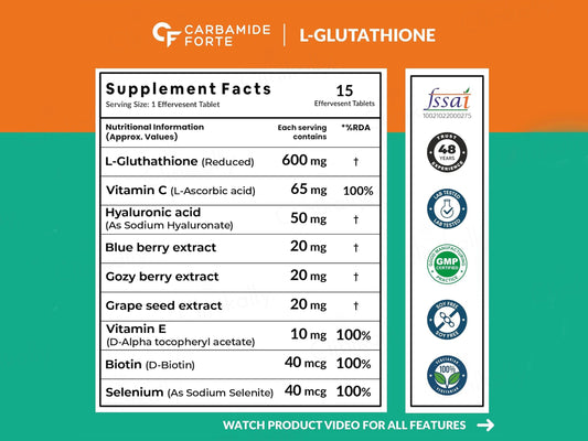 Carbamide Forte L-Glutathione Reduced + Hyaluronic Acid Effervescent Tablet - Orange Flavour