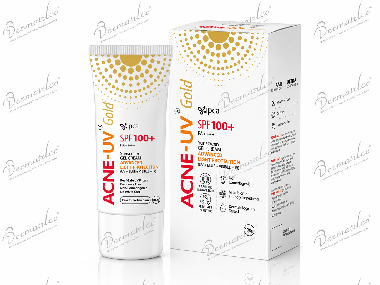 IPCA Acne-UV Gold Sunscreen SPF 100+ PA++++ 100gm