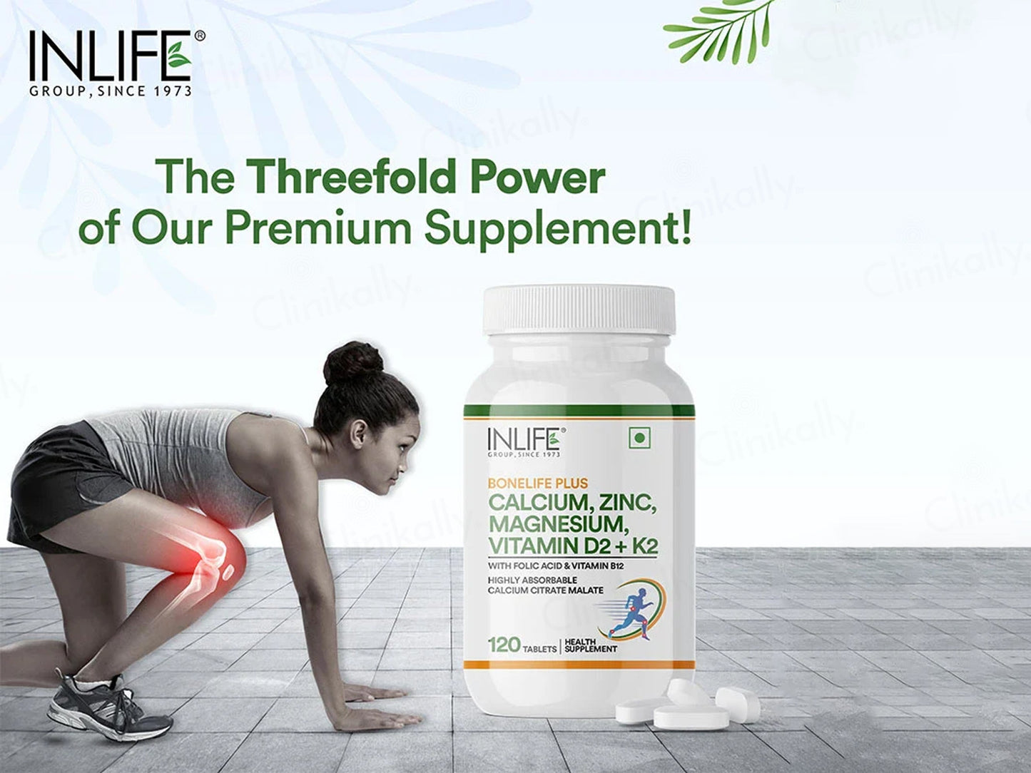 Inlife Bonelife Plus Calcium, Zinc, Magnesium, Vitamin D2 + K2 Tablet