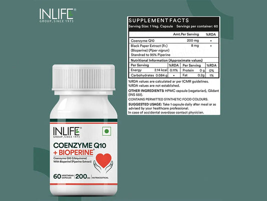 Inlife Coenzyme Q10 + Bioperine Nutraceutical Vegetarian Capsule