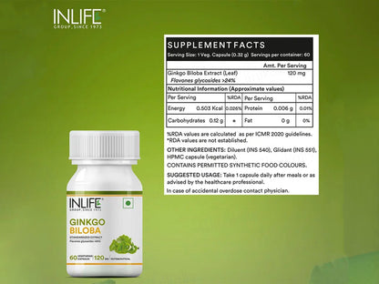 Inlife Ginkgo Biloba 120mg Vegetarian Capsule