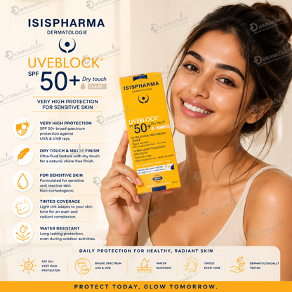 Isispharma UVEBLOCK Tinted Dry Touch Light Tinted Sunscreen SPF 50+ PA++++ 