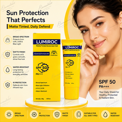 Lumiroc Matte Tinted Sunscreen gel SPF 50 PA+++