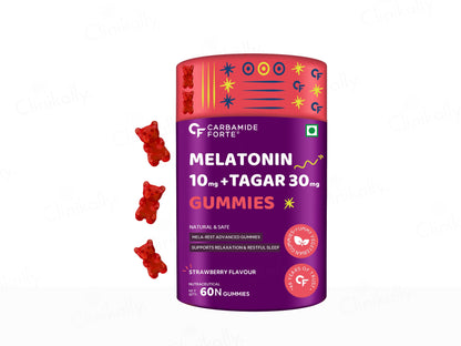 Carbamide Forte Melatonin 10mg + Tagar 30mg Sleep Gummies - Strawberry Flavour