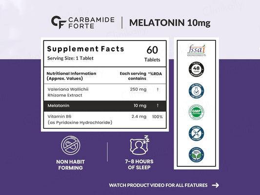 Carbamide Forte Melatonin 10mg + Tagar 250mg Sleep Tablet