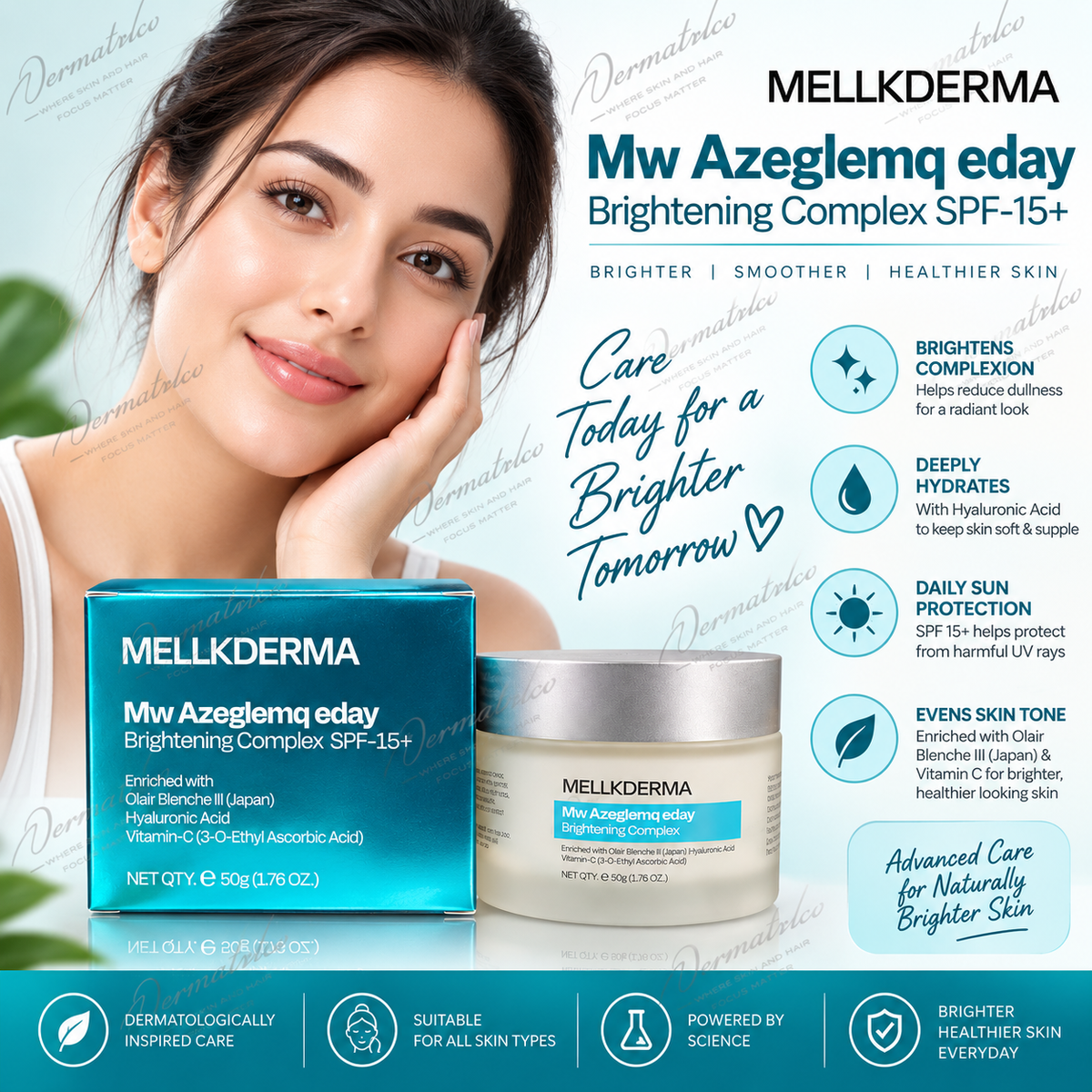 Mellkderma MW Azeglemqa Day Skin Brightening Complex SPF 15+