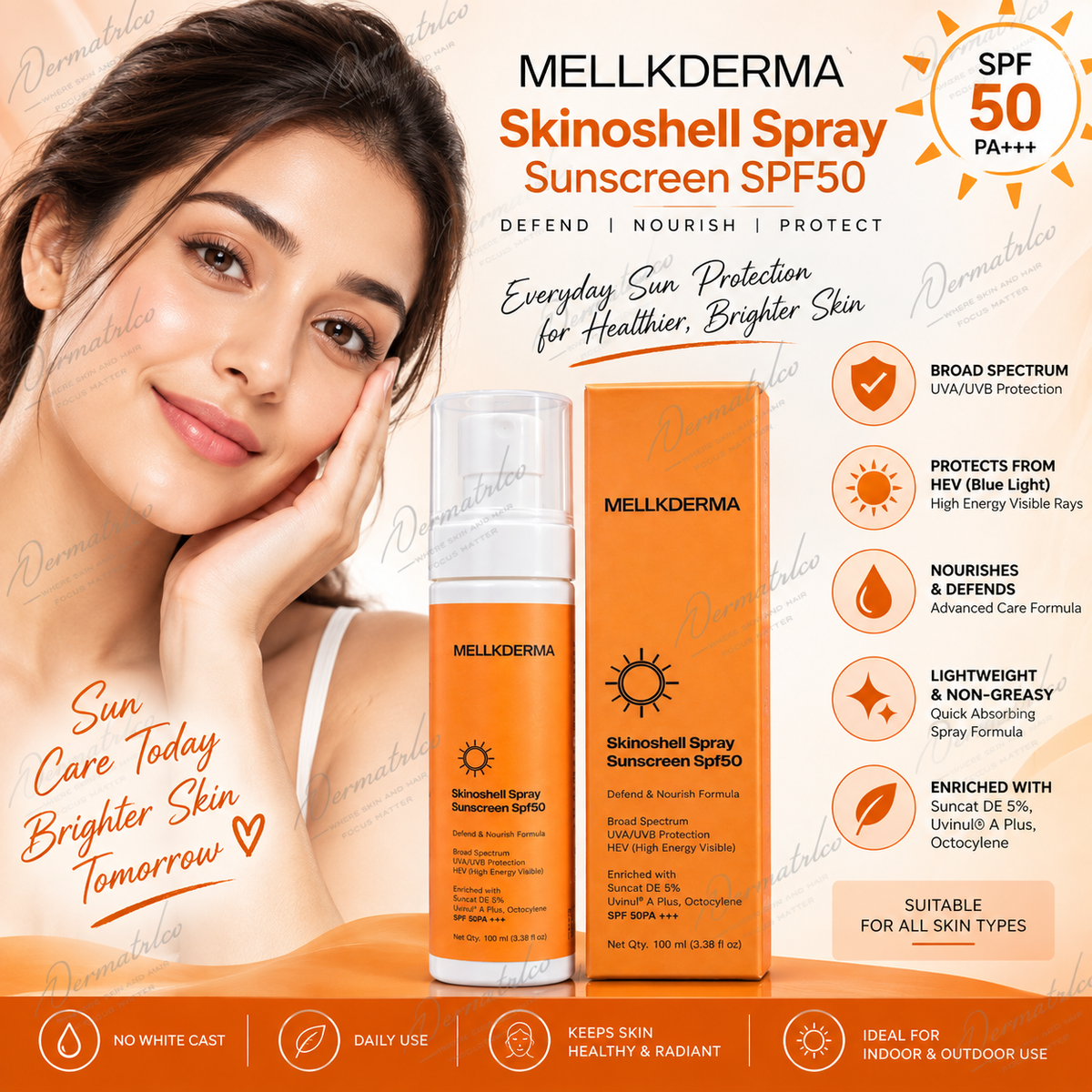 Mellkderma Skinoshell Spray Sunscreen SPF 50 PA+++