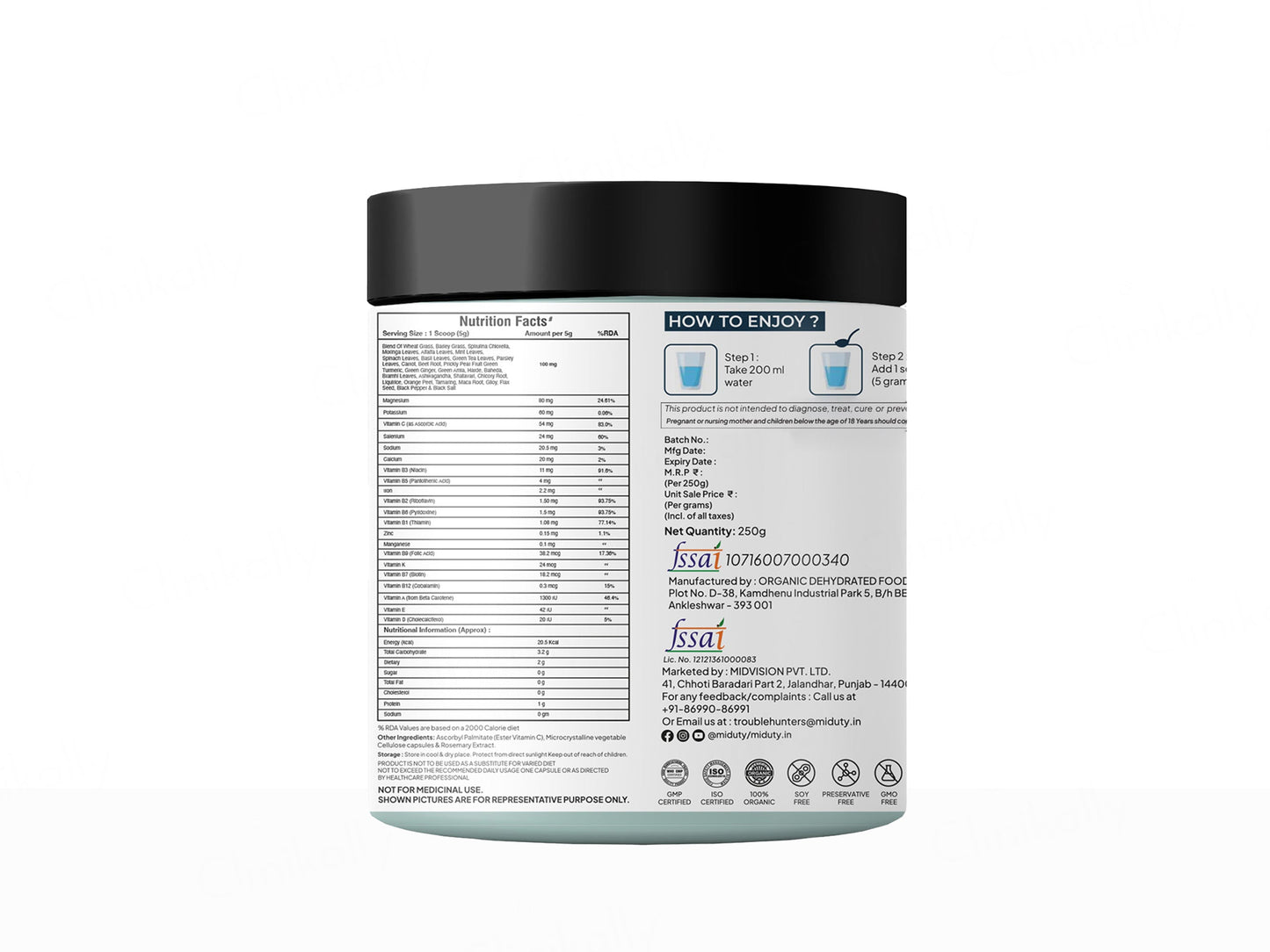 Miduty 100% Organic Alkalizing Supergreens Powder