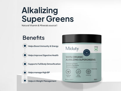 Miduty 100% Organic Alkalizing Supergreens Powder