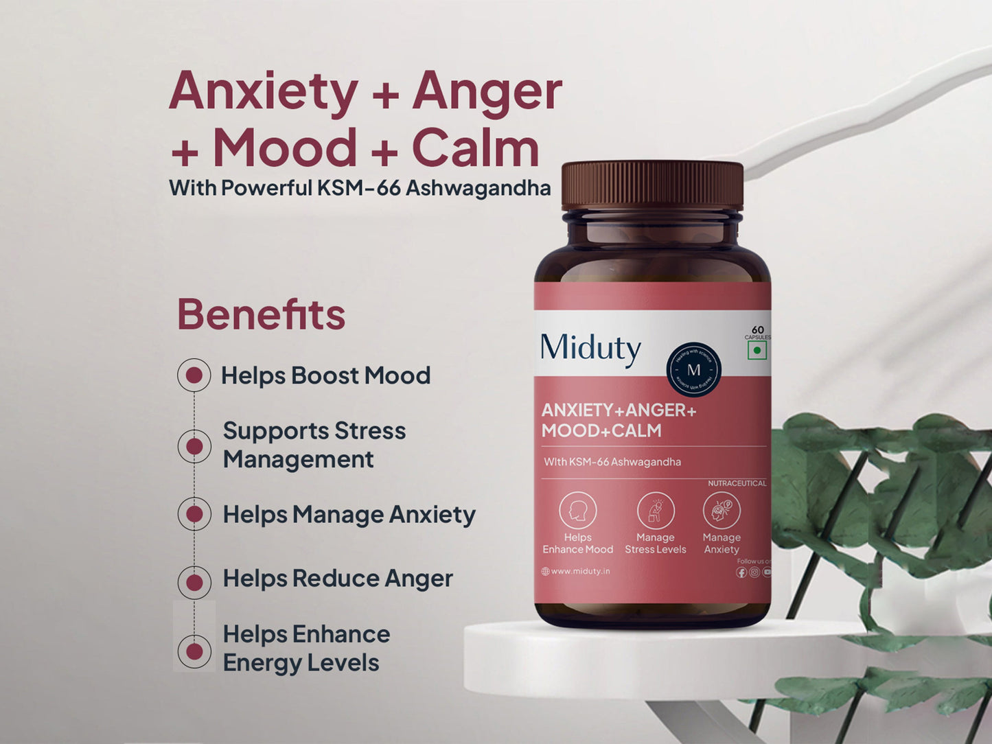 Miduty Anxiety + Anger + Mood + Calm Capsule