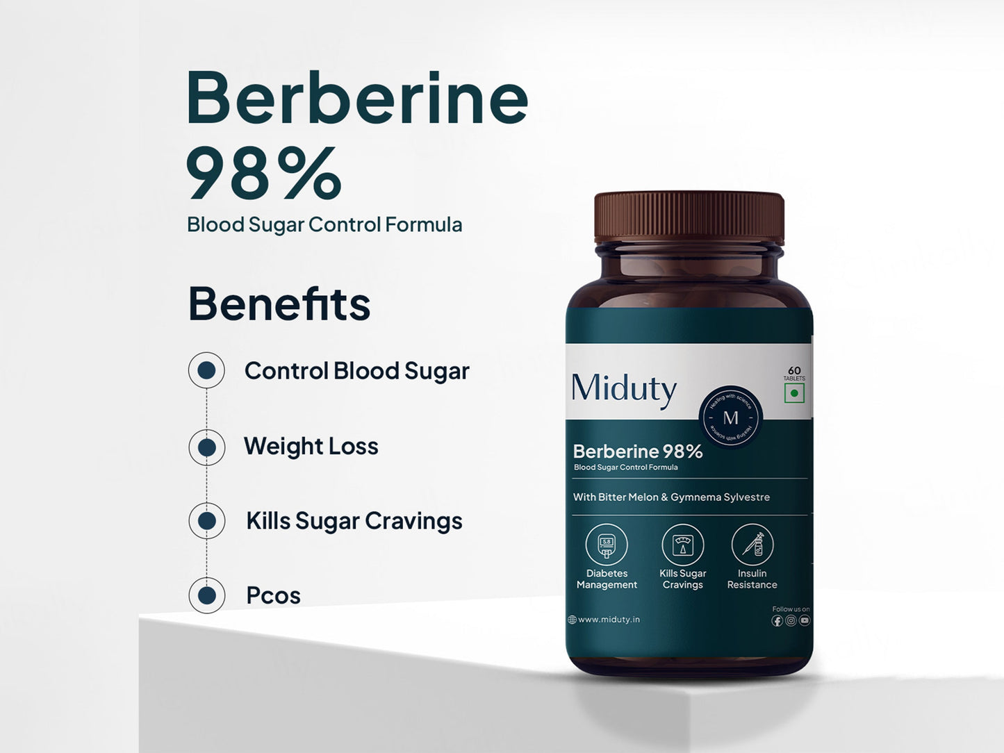 Miduty Berberine 98% Blood Sugar Control Formula Tablet