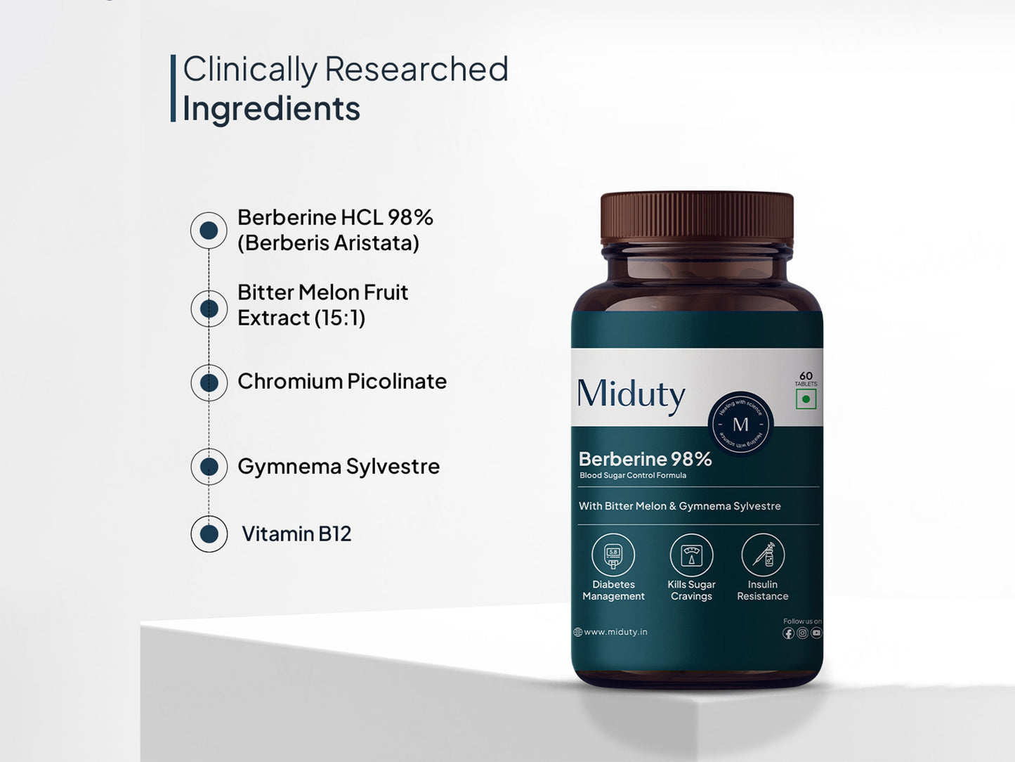 Miduty Berberine 98% Blood Sugar Control Formula Tablet