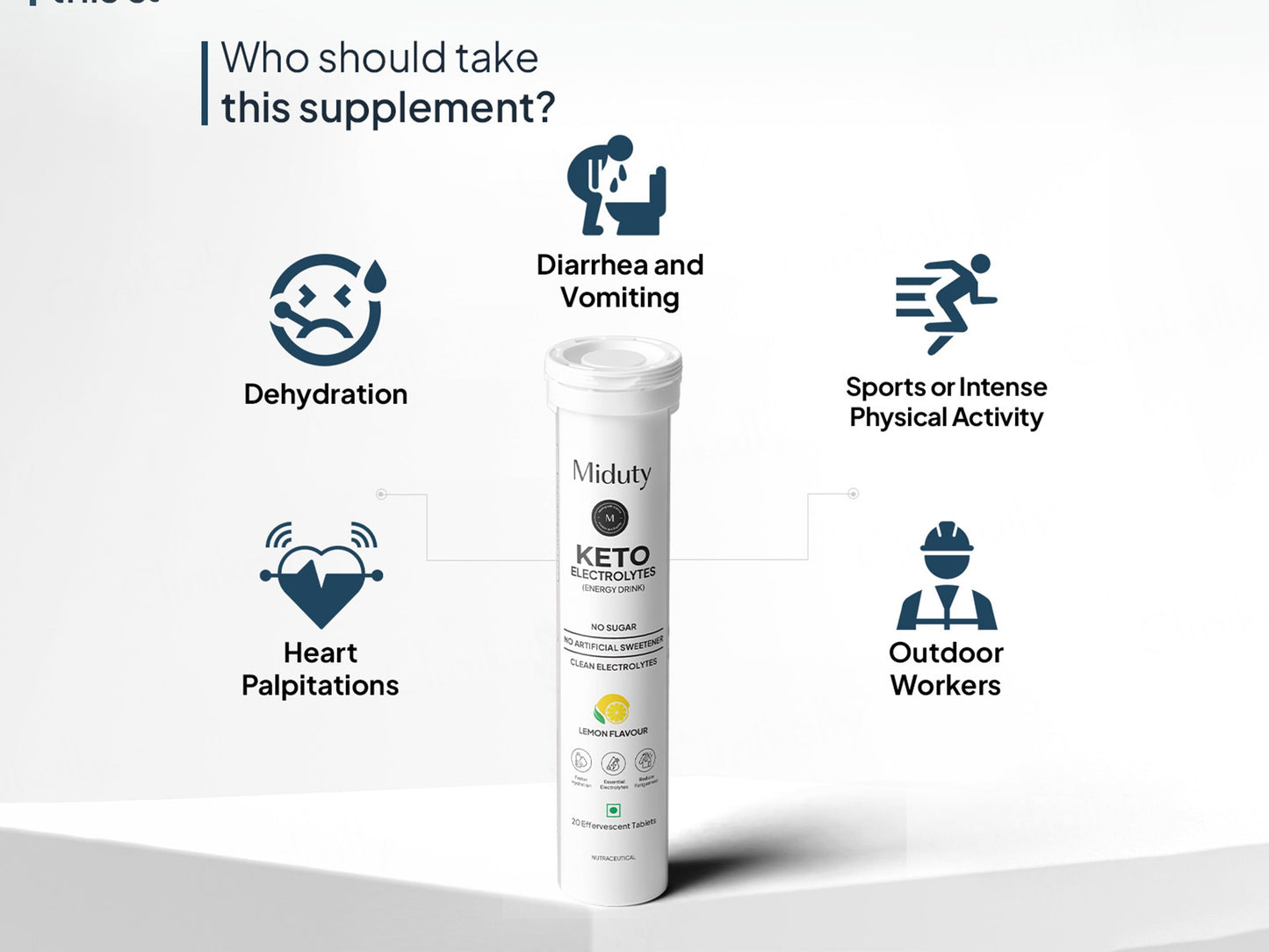 Miduty Keto Electrolytes Energy Drink Effervescent Tablet - Lemon Flavour