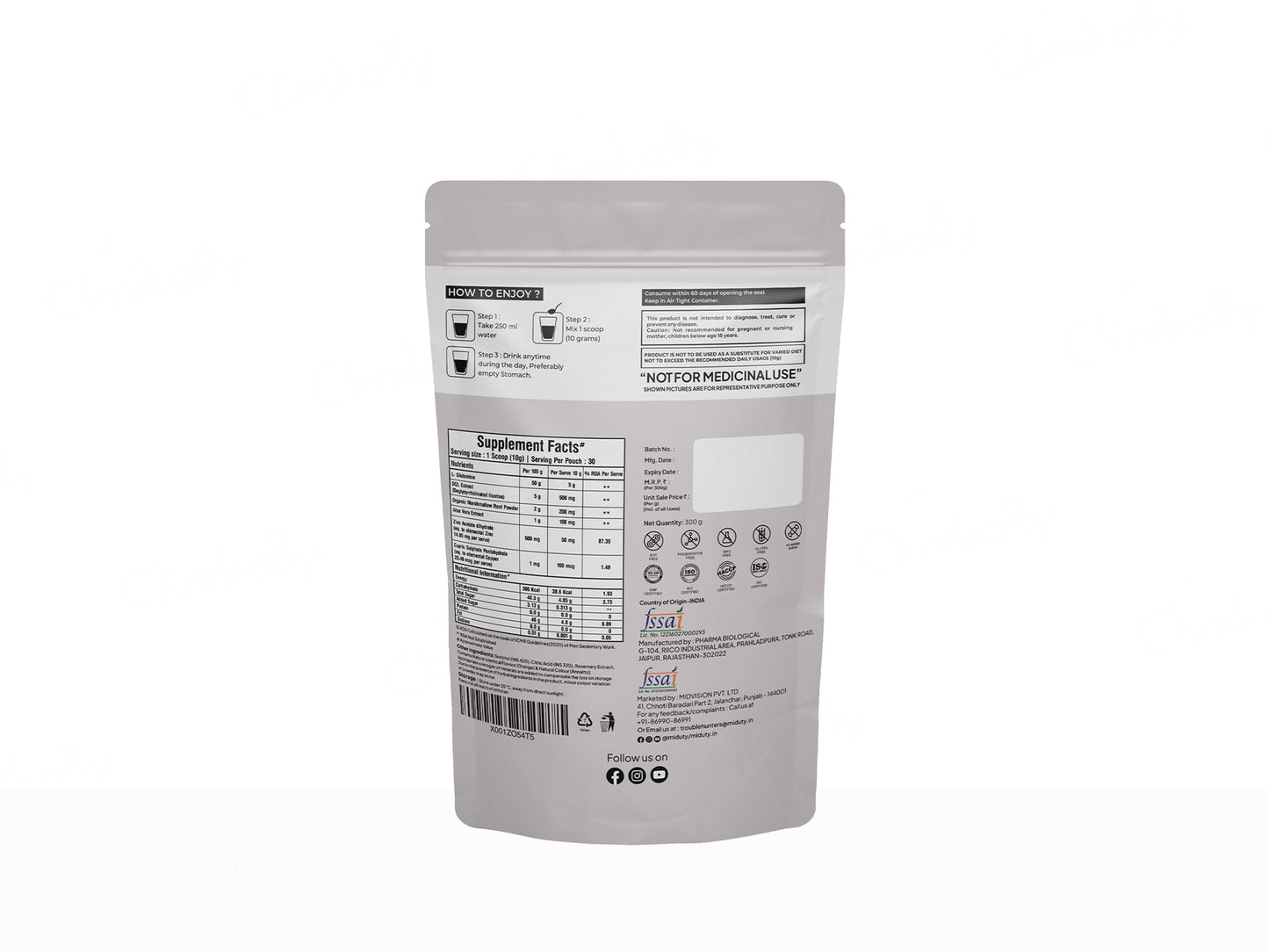 Miduty Leaky Gut L-Glutamine & DGL Extract Powder