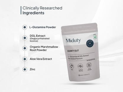 Miduty Leaky Gut L-Glutamine & DGL Extract Powder