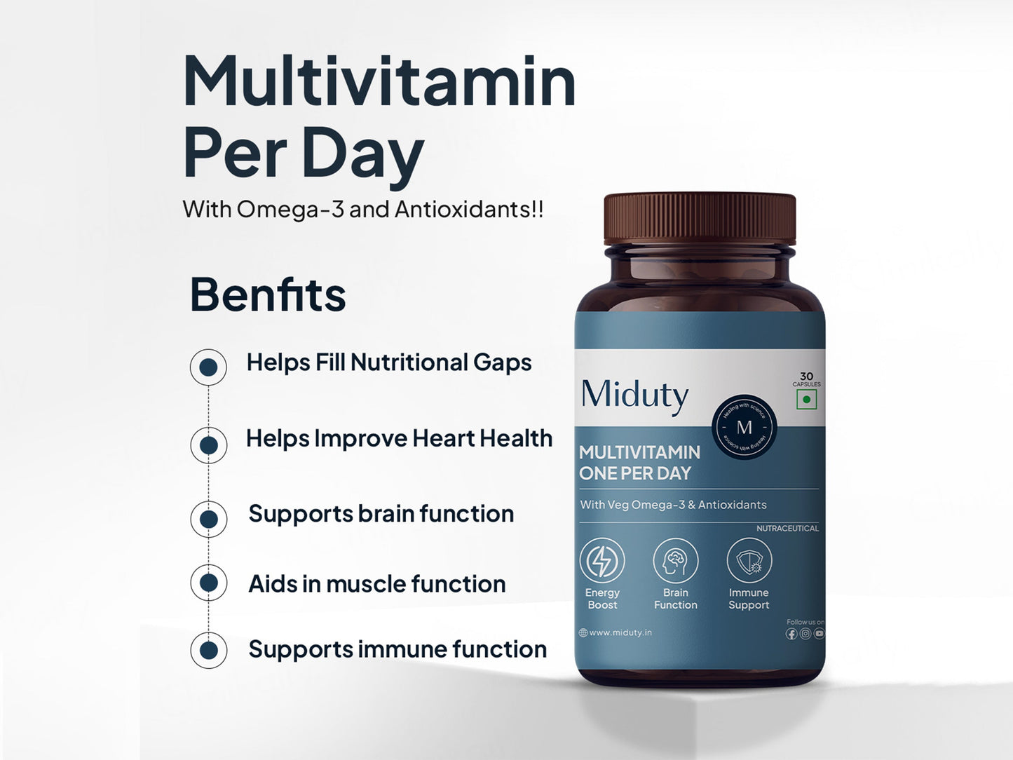 Miduty Multivitamin One Per Day With Veg Omega-3 & Antioxidants Capsule