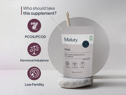 Miduty PCOS Myo-Inositol, Berberine HCl & L-Arginine Nutraceutical Powder