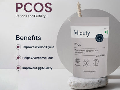 Miduty PCOS Myo-Inositol, Berberine HCl & L-Arginine Nutraceutical Powder