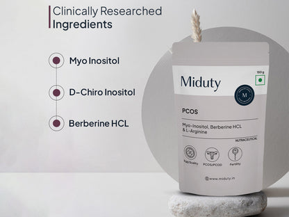 Miduty PCOS Myo-Inositol, Berberine HCl & L-Arginine Nutraceutical Powder