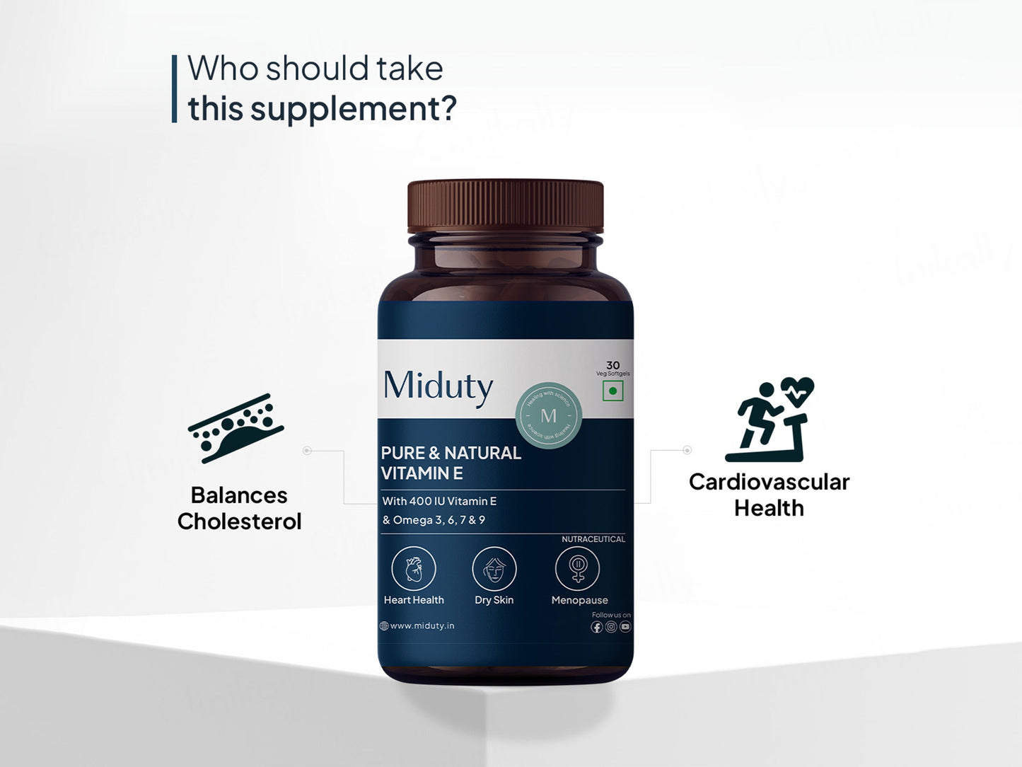 Miduty Pure & Natural Vitamin E Veg Softgel Capsule