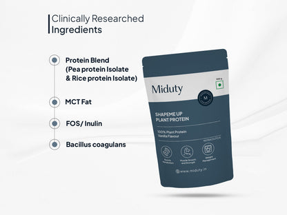 Miduty ShapeME Up 100% Plant Protein Powder - Vanilla Flavour