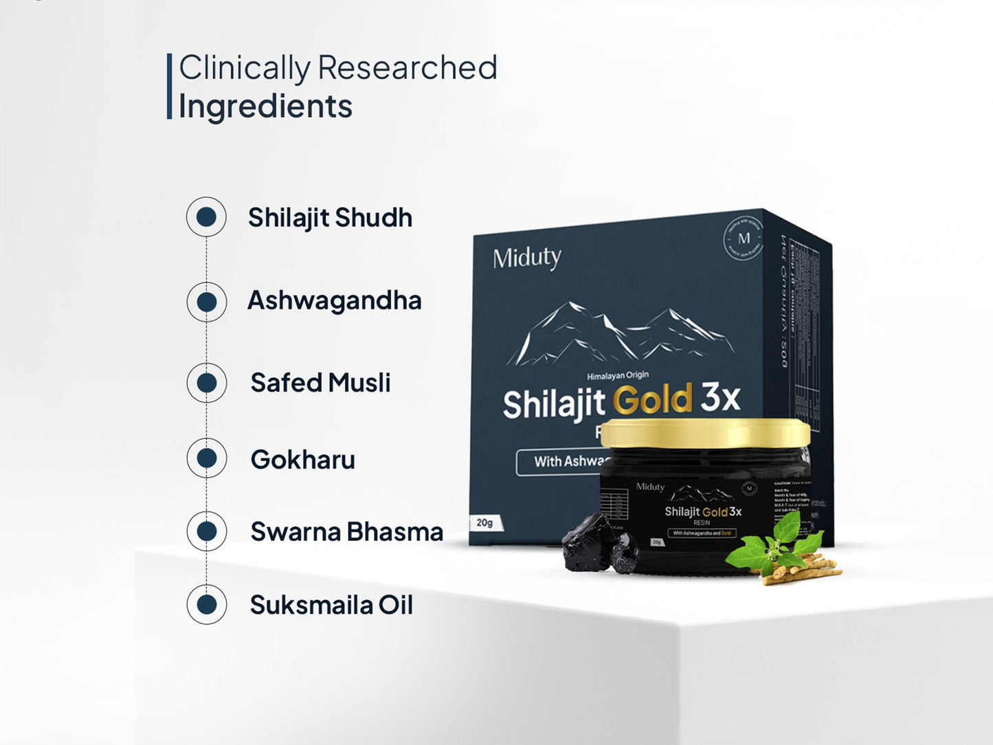 Miduty Shilajit Gold 3x Resin With Ashwagandha And Gold