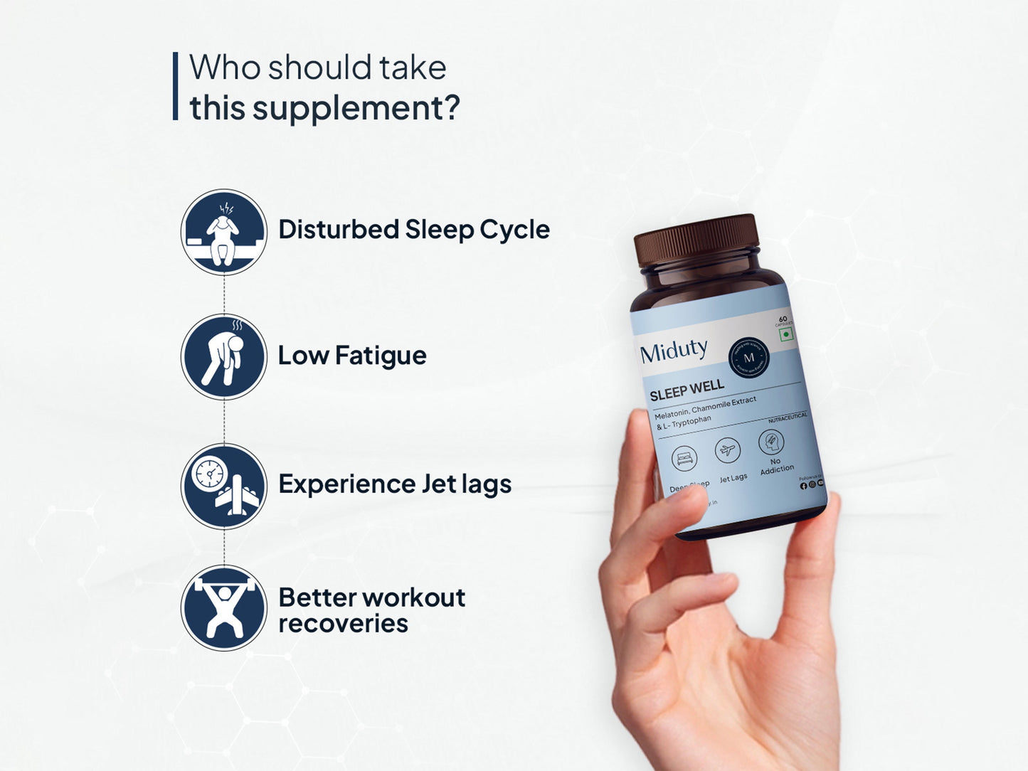 Miduty Sleep Well Melatonin, Chamomile Extract & L-Tryptophan Capsule