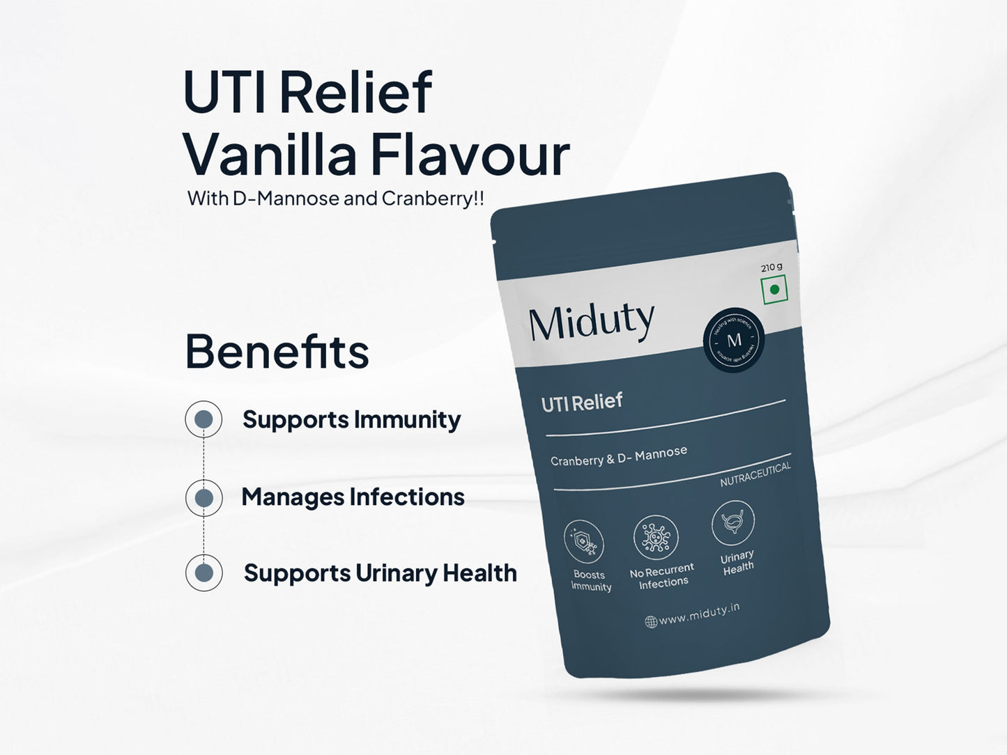 Miduty UTI Relief Cranberry & Liposomal D-Mannose Powder