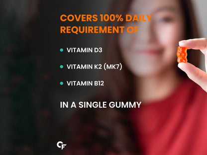 Carbamide Forte Vitamin D3 + Vitamin K2 MK7 + Vitamin B12 Gummies - Mango Flavour