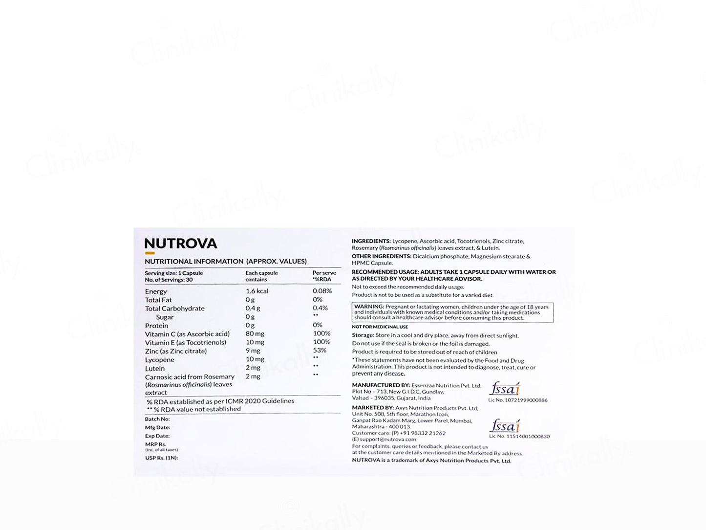 Nutrova Caroshield Nutraceutical Capsule