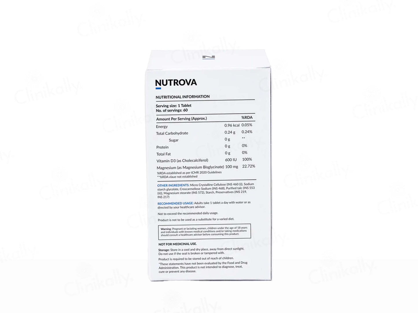 Nutrova Magnesium + D3 Health Supplement Tablet