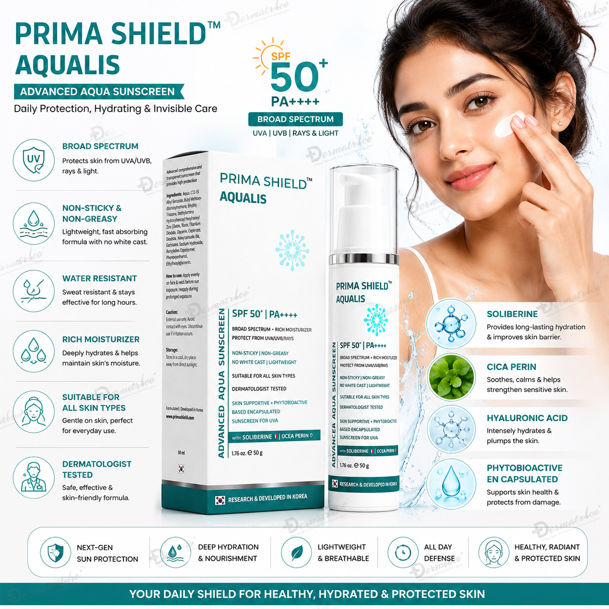 Prima Sheild Aqualis SPF 50 PA++++ Sunscreen