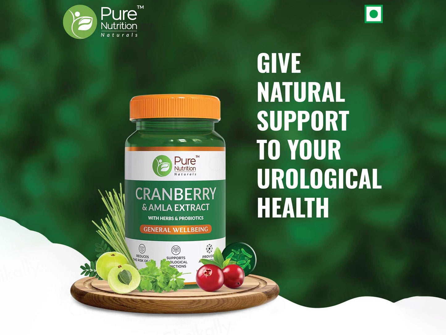 Pure Nutrition Cranberry & Amla Extract With Herbs & Probiotics Veg Capsule
