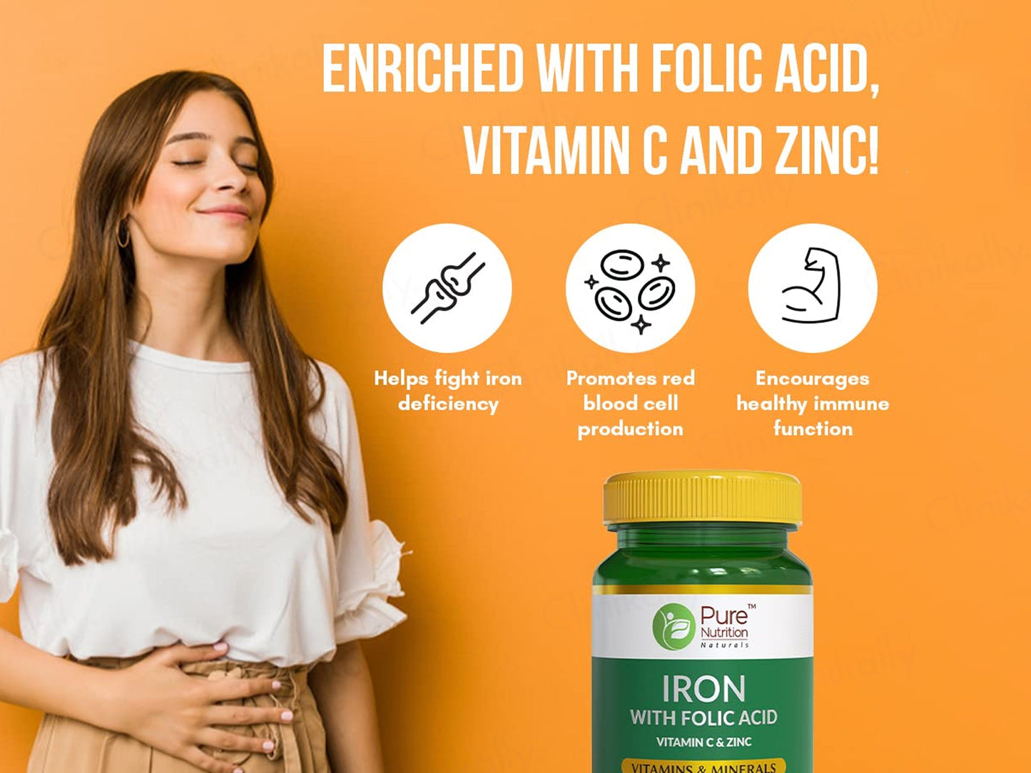Pure Nutrition Iron With Folic Acid, Vitamin C & Zinc Veg Tablet