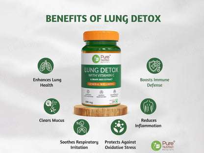 Pure Nutrition Lung Detox With Vitamin C & Grape Seed Extract Veg Capsule