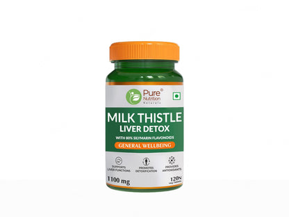 Pure Nutrition Milk Thistle Liver Detox With 80% Silymarin Flavonoids Veg Tablet