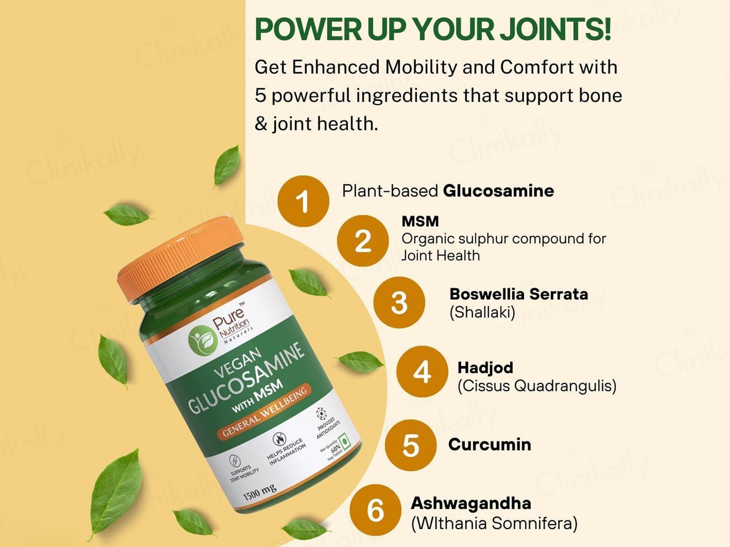 Pure Nutrition Vegan Glucosamine With MSM Veg Tablet