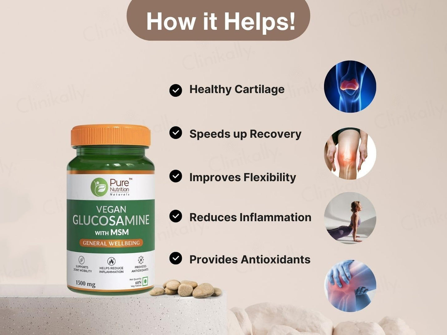 Pure Nutrition Vegan Glucosamine With MSM Veg Tablet
