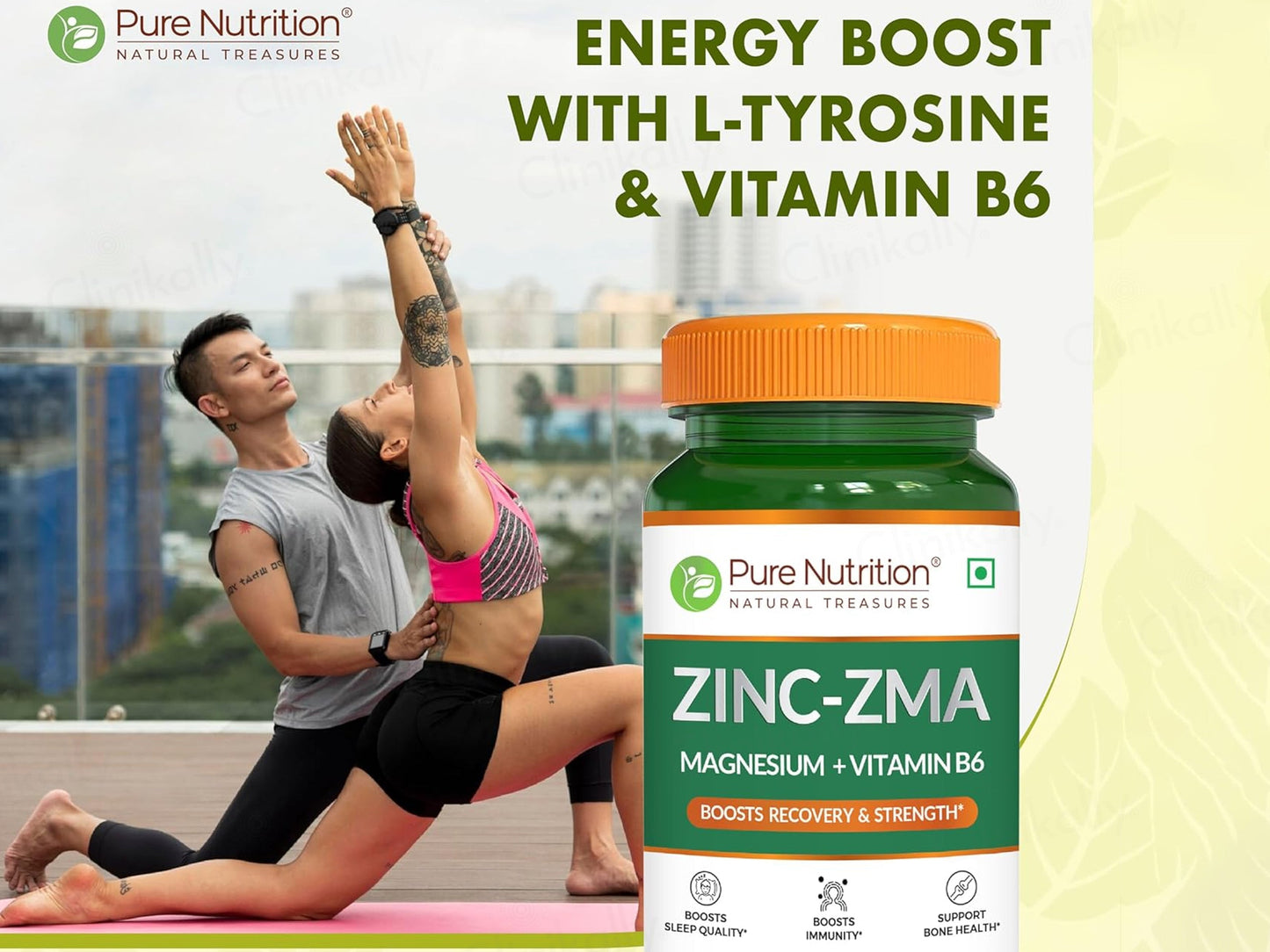 Pure Nutrition Zinc-ZMA, Magnesium + Vitamin B6 Veg Tablet