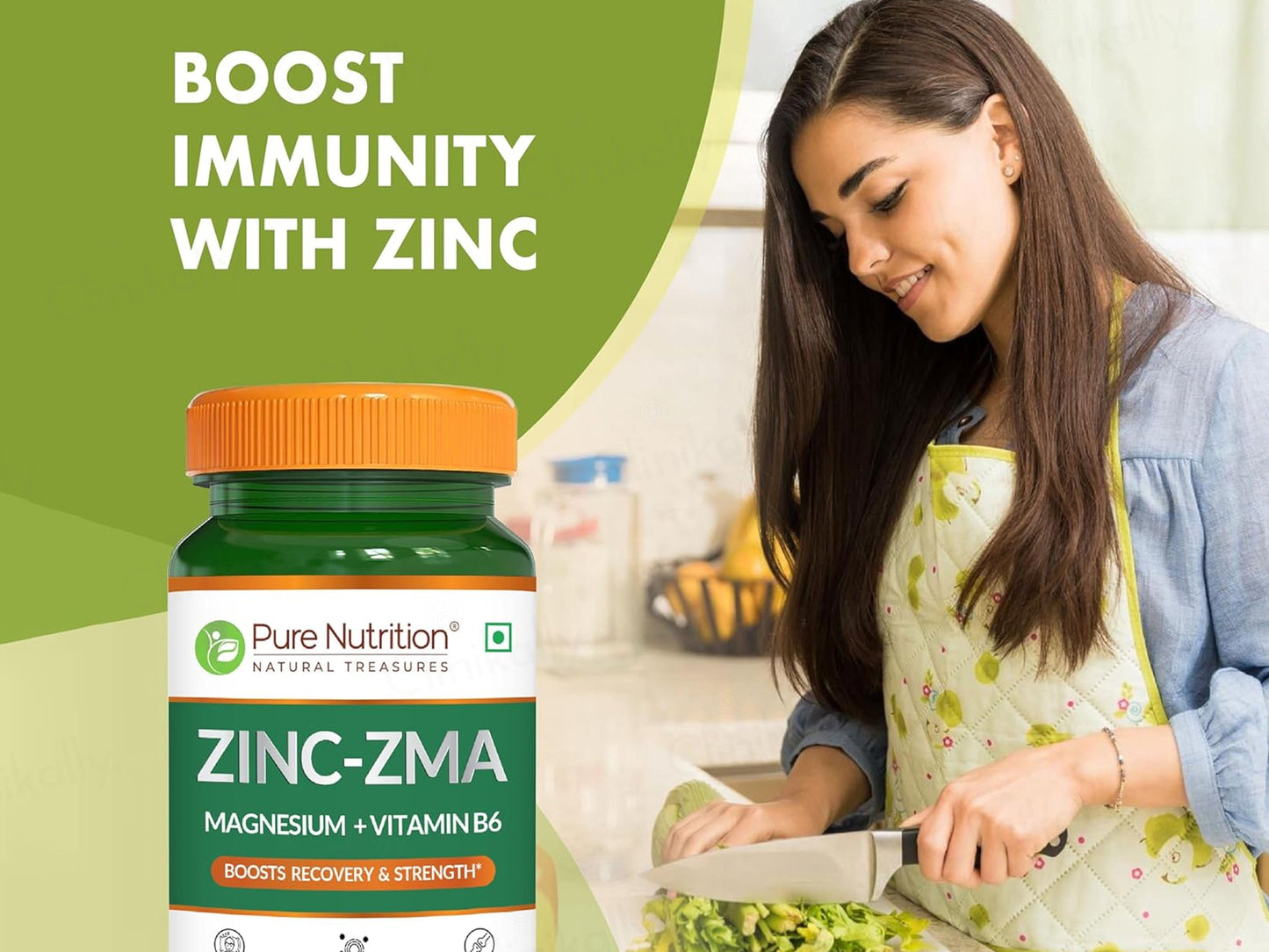 Pure Nutrition Zinc-ZMA, Magnesium + Vitamin B6 Veg Tablet