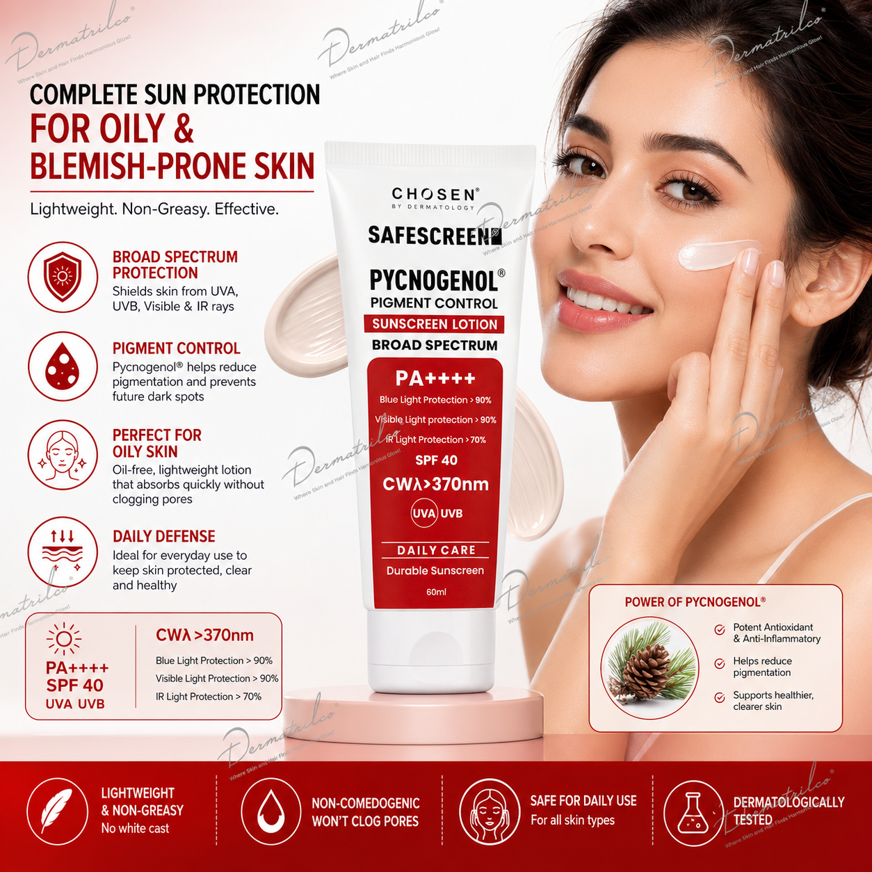 SAFESCREEN Pycnogenol Pigment Control Sunscreen Lotion SPF 40