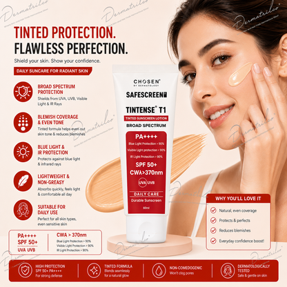 SAFESCREEN TINTENSE T1 (Bisque) Tinted Sunscreen Lotion PA++++ SPF 50+