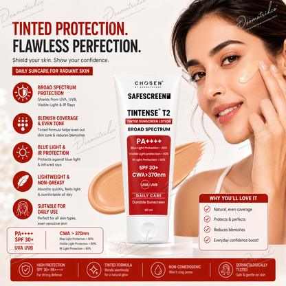 SAFESCREEN TINTENSE T2 (Buff) Tinted Sunscreen Lotion PA++++ SPF 30+