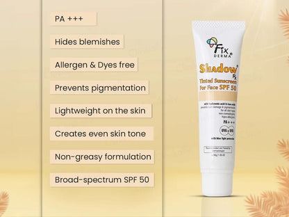 Fixderma Shadow Rx Tinted Sunscreen For Face SPF 50 PA+++