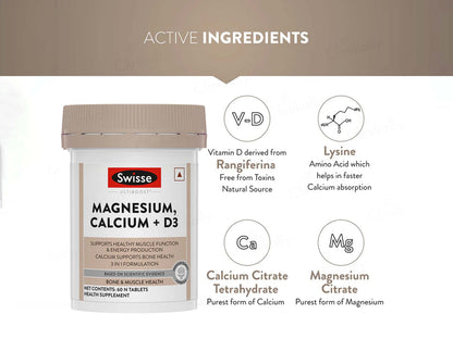 Swisse Ultiboost Magnesium, Calcium + D3 Tablet